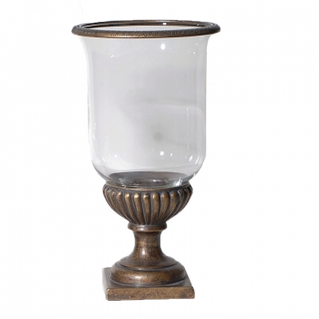 Κηροπήγιο Μπρούτζινο Με Γυαλί 32εκ. Royal Art STL1604BR