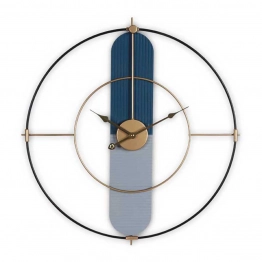 Ρολόι Τοίχου Μεταλλικό-Mdf Μπλε-Χρυσό ARTELIBRE 57x4,5x60εκ. 14700006