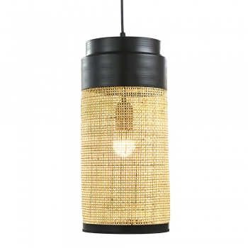 Φωτιστικό Οροφής Ψάθινο-Μεταλλικό Φυσικό Μπεζ-Μαύρο iliadis 18x40εκ. 76839