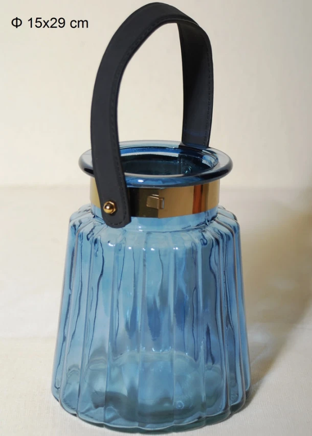 Κηροπήγιο-Φανάρι Γυάλινο Royal Art 15x29εκ. STA55518BL