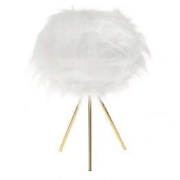 Επιτραπέζιο Φωτιστικό Μεταλλικό-Γούνινο Λευκό-Χρυσό iliadis 30x50εκ. 76752