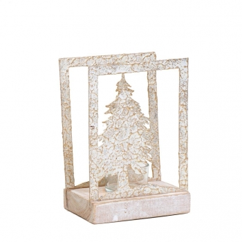 Χριστουγεννιάτικο Κηροπήγιο Για Ρεσώ Εκρού-Σαμπανί ESPIEL 17,5εκ. MRA117K4