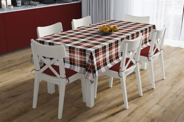 Τραπεζομάντηλο Εμπριμέ Polycotton Αλέκιαστο 140x180εκ. Tartan 492 Orange DimCol