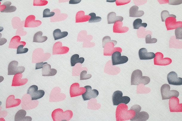 Πάνα Χασές Βαμβακερή Bebe 80x80εκ. Hearts 12 Grey-Pink DIMcol