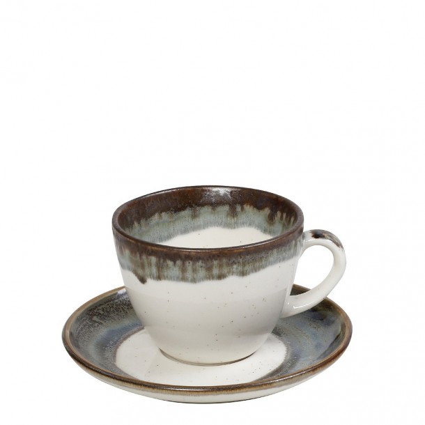 Φλυτζάνι Με Πιατάκι Cappuccino Stoneware Essentials ESPIEL 220ml OWP102K6