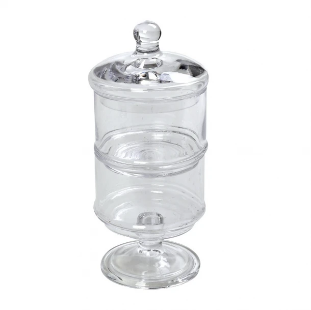 Διακοσμητικό Δοχείο 2 Επιπέδων Γυάλινο Διάφανο Με Καπάκι ESPIEL 12x12x27εκ. ORT110