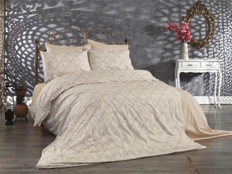 Παπλωματοθήκη Εμπριμέ Polycotton Μονή 160x240εκ. Οφηλία 275 Beige DimCol