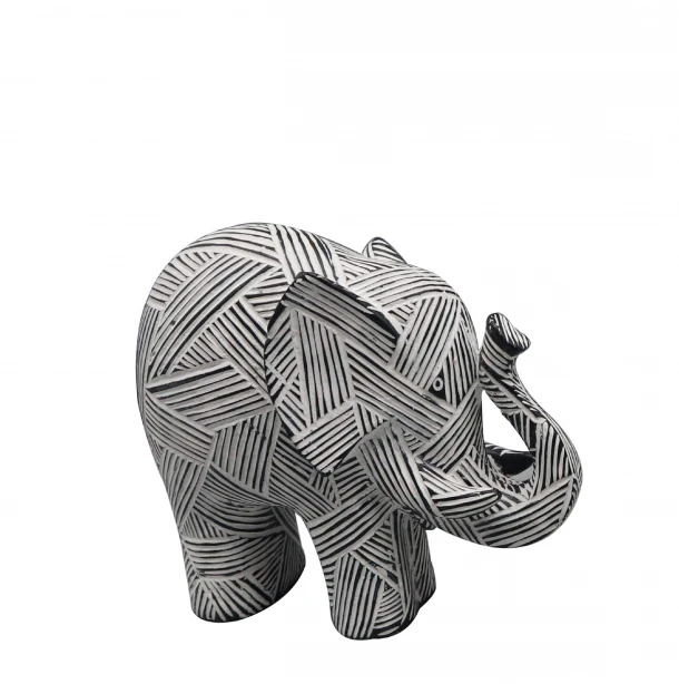 Διακοσμητικός Επιτραπέζιος Ελέφαντας Polyresin Λευκός-Μαύρος ESPIEL 22,3x9,1x18,8εκ. FIG223