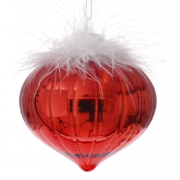 ΣετΧριστουγεννιάτικα Στολίδια Δάκρυα 6τμχ Γυάλινα Κόκκινα Με Πούπουλα iliadis 8εκ. 78814