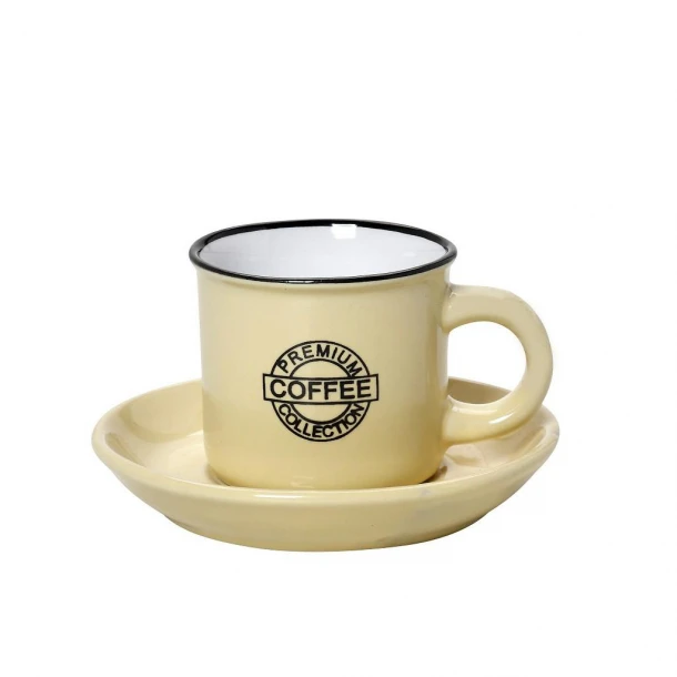 Φλυτζάνι Με Πιατάκι Cappuccino Stoneware 300ml Κίτρινο Coffee ESPIEL HUN310K6

