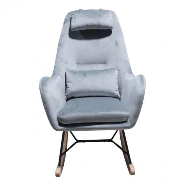 Πολυθρόνα Κουνιστή Μεταλλική-Βελούδινη Γκρι Leonard ARTELIBRE 68x107x105εκ. 14480008