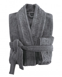 Μπουρνούζι Ενηλίκων Με Γιακά Βαμβακερό X-Large Greek 1 Grey Makis Tselios