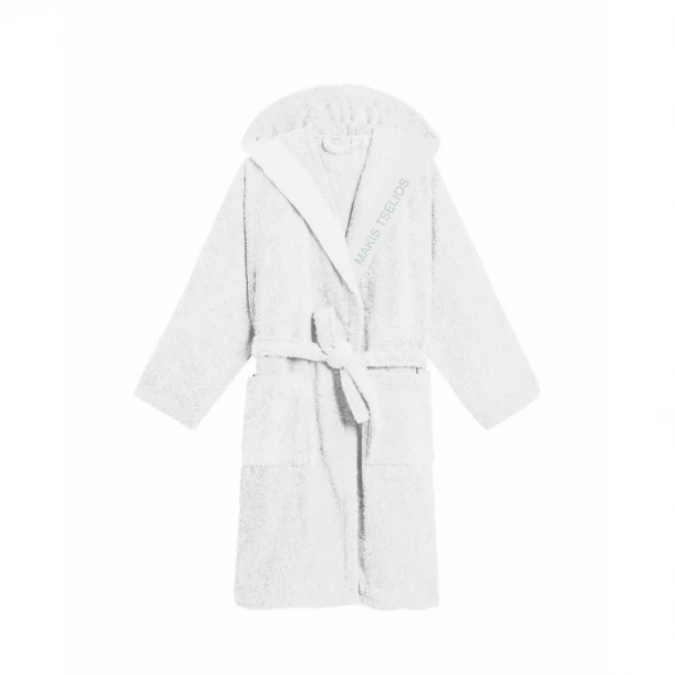 Μπουρνούζι Ενηλίκων Με Κουκούλα Βαμβακερό Small West White Makis Tselios