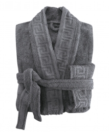 Μπουρνούζι Ενηλίκων Με Γιακά Βαμβακερό X-Large Greek 1 Grey Makis Tselios