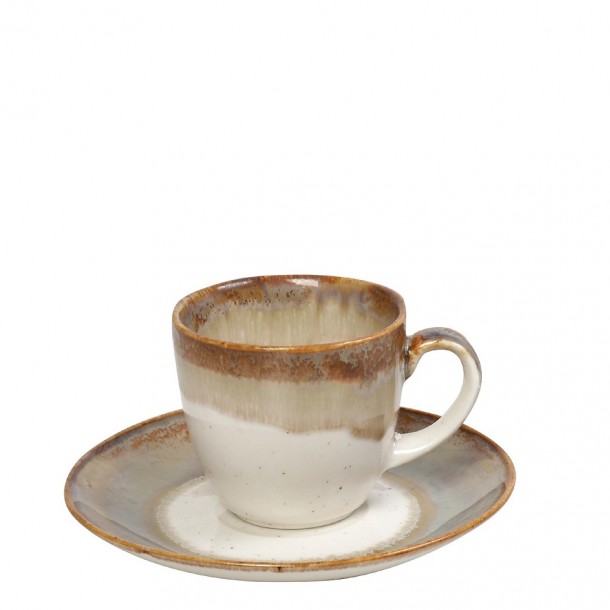 Φλυτζάνι Με Πιατάκι Espresso Stoneware Essentials ESPIEL 90ml OWQ101K6