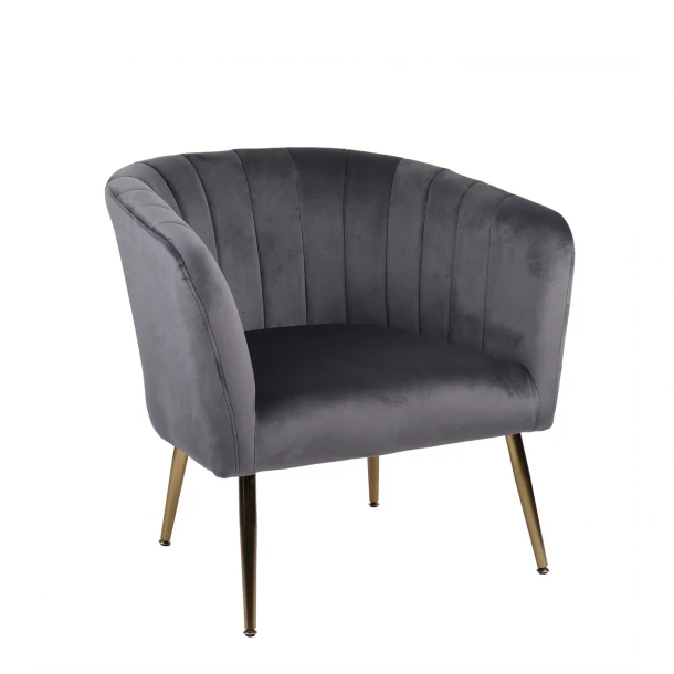 Πολυθρόνα Βελούδινη-Ξύλινη Γκρι Tiana ARTELIBRE 52x82x76εκ. 14770039