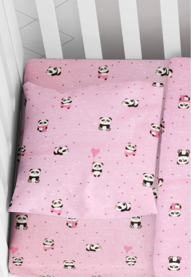 Μαξιλαροθήκη Φάκελος Βαμβακερή Bebe 35x45εκ. Panda 111 Pink Dimcol