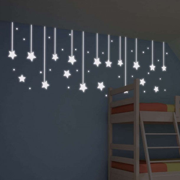 Αυτοκόλλητο Τοίχου Φωσφοριζέ Hanging Stars Ango 200x65εκ. 79227