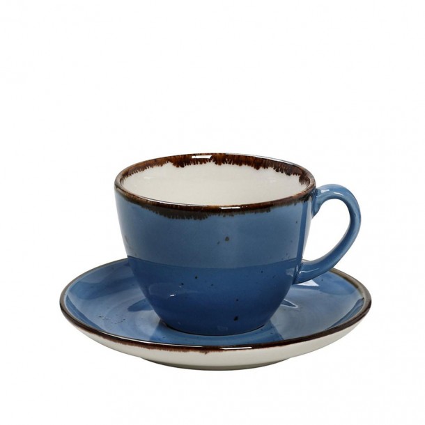 Φλυτζάνι Με Πιατάκι Cappuccino Πορσελάνης 350ml Terra Blue ESPIEL TLF110K6