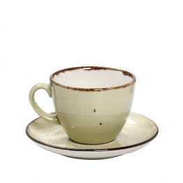 Φλυτζάνι Με Πιατάκι Cappuccino Πορσελάνης 350ml Terra Green ESPIEL TLH110K6