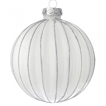Σετ Μπάλες 4τμχ Γυάλινες Λευκές-Ασημί iliadis 10εκ. 78842