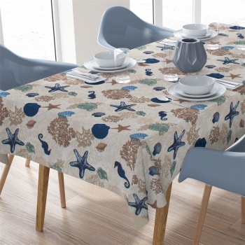 Τραπεζομάντηλο Εμπριμέ Polycotton Αλέκιαστο 140x180εκ. Coral Reef 475 Ecru  DimCol