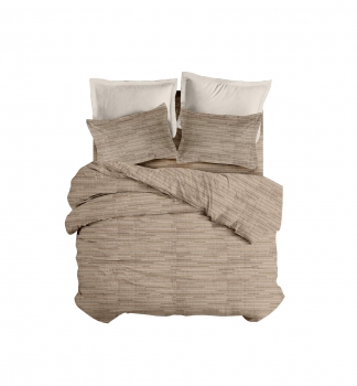 Σετ Σεντόνια Φανελένια Μονά 170x260εκ. Lines Brown 3 Makis Tselios