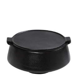 Μπωλ Σερβιρίσματος Με Καπάκι Stoneware Μαύρο Mianmar ESPIEL 15,5x13,2x8εκ. GMT202