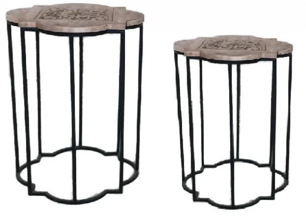 Τραπεζάκι Σετ 2τμχ Ξύλινο-Μεταλλικό ESPIEL SAZ101