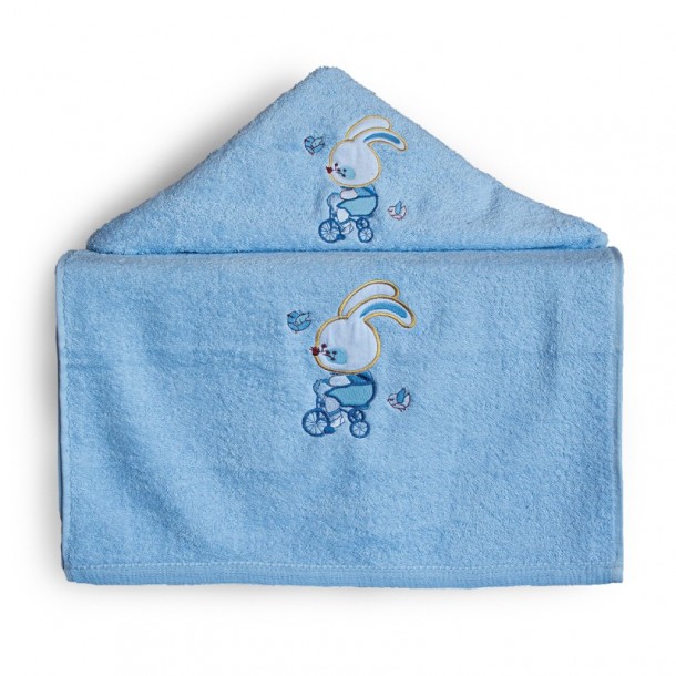 Σετ Πετσέτες Bebe 2τμχ Βαμβακερές Bike Blue SBaby