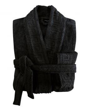 Μπουρνούζι Ενηλίκων Με Γιακά Βαμβακερό Large Greek 2 Black  Makis Tselios