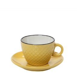 Φλυτζάνι Με Πιατάκι Espresso Stoneware 100ml Κίτρινο-Κρεμ Cookie Delight ESPIEL HUN411K6