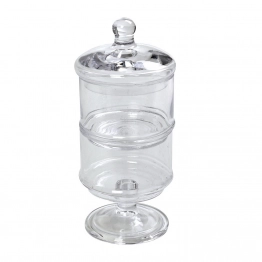Διακοσμητικό Δοχείο 2 Επιπέδων Γυάλινο Διάφανο Με Καπάκι ESPIEL 12x12x27εκ. ORT110