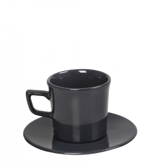 Φλυτζάνι Με Πιατάκι Espresso Stoneware Anthracite Essentials ESPIEL 100ml OWB105K6