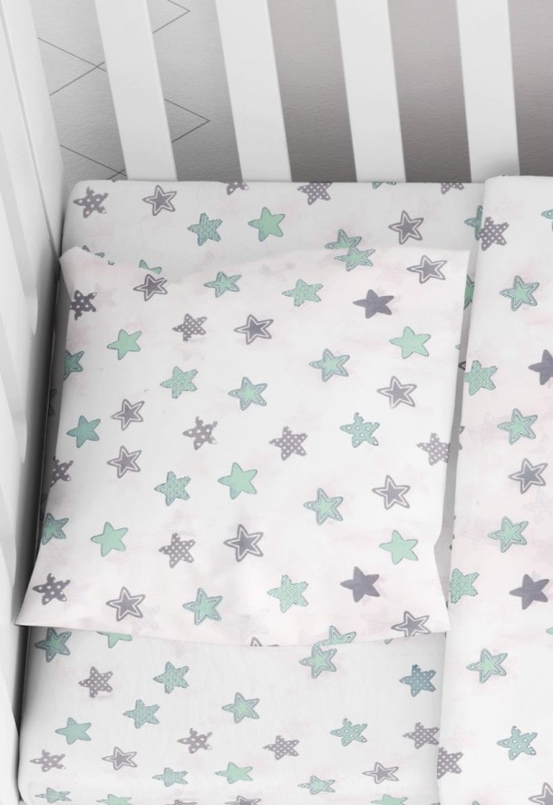 Μαξιλαροθήκη Φάκελος Βαμβακερή Bebe 35x45εκ. Star 101 Green Dimcol