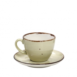 Φλυτζάνι Με Πιατάκι Cappuccino Πορσελάνης 220ml Terra Green ESPIEL TLH111K6