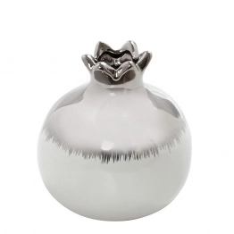 Διακοσμητικό Επιτραπέζιο Ρόδι Κεραμικό Λευκό-Ασημί ESPIEL 11x11x12,5εκ. ROD235K4