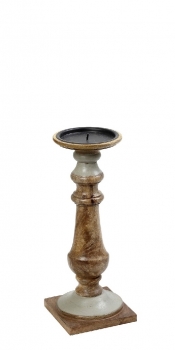 Κηροπήγιο Ξύλινο Mango Καφέ-Γκρι ESPIEL 10x23εκ. PIG221