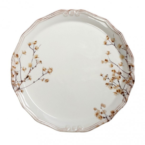 Πιατέλα Σερβιρίσματος Στρογγυλή Stoneware Almond ESPIEL 33εκ. RPR209K2