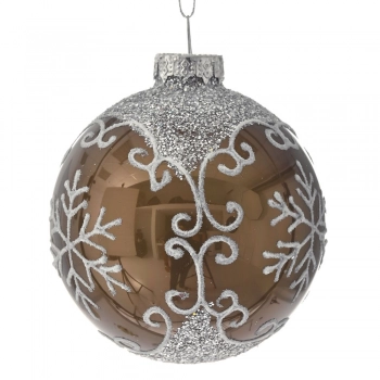 Σετ Μπάλες 3τμχ Γυάλινες Καφέ-Λευκές iliadis 8εκ. 75124
