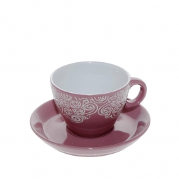 Φλυτζάνι Με Πιατάκι Cappuccino Stoneware 280ml Vienna Pink ESPIEL HUN121K6