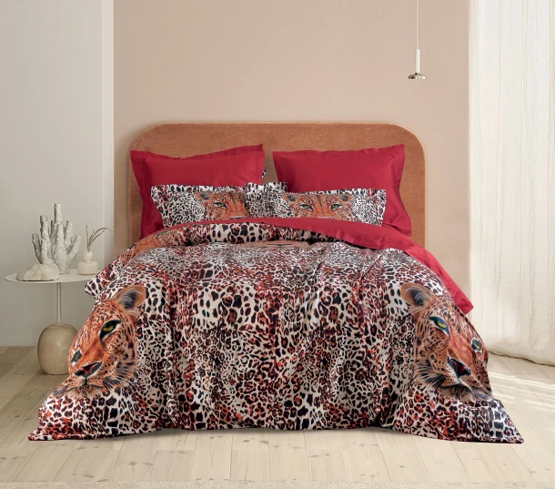 Σετ Παπλωματοθήκη Βαμβακοσατέν Υπέρδιπλη 220x240εκ. Panther Makis Tselios