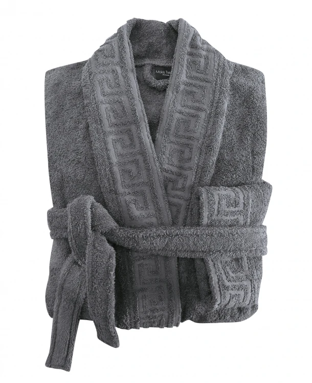 Μπουρνούζι Ενηλίκων Με Γιακά Βαμβακερό X-Large Greek 1 Grey Makis Tselios