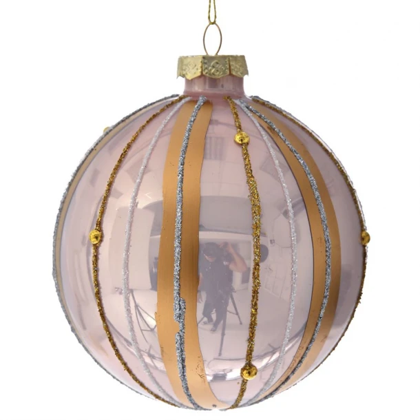 Σετ Μπάλες 4τμχ Γυάλινες Ροζ-Χρυσές iliadis 10εκ. 75185