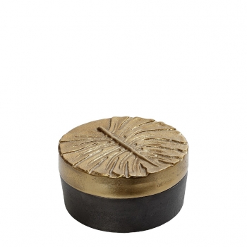 Διακοσμητικό Κουτί Με Καπάκι Αλουμινίου Γκρι-Χρυσό ESPIEL 16,5x8εκ. DEP131